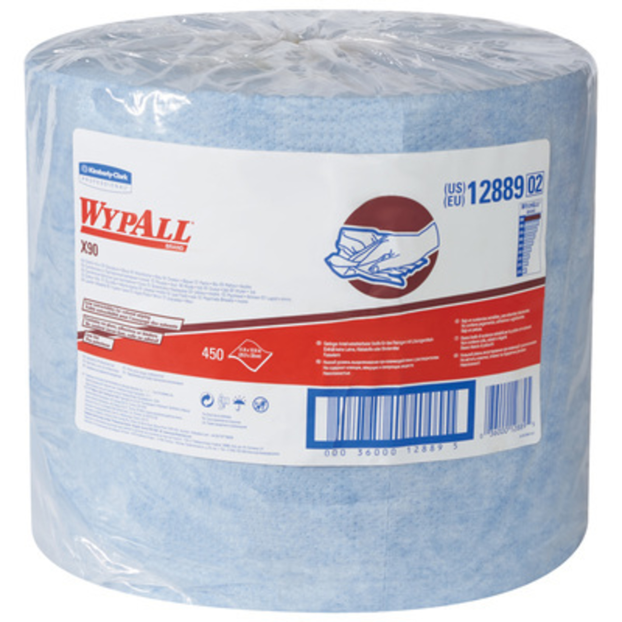 WypAll X90 Heavy-Duty Jumbo Roll Wipers - Blue, Model# KW127